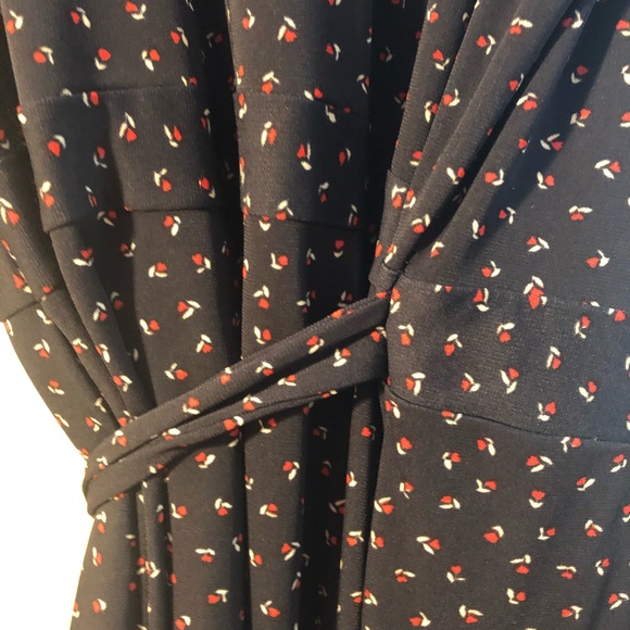 Vintage Navy Collared Long Sleeve Wrap Dress - Picture 2 of 5